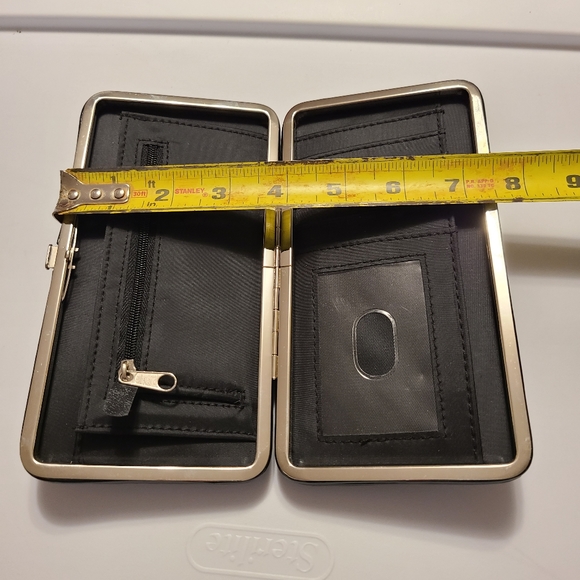 Slim Black Clutch Faux Leather Flat Wallet - Picture 8 of 11